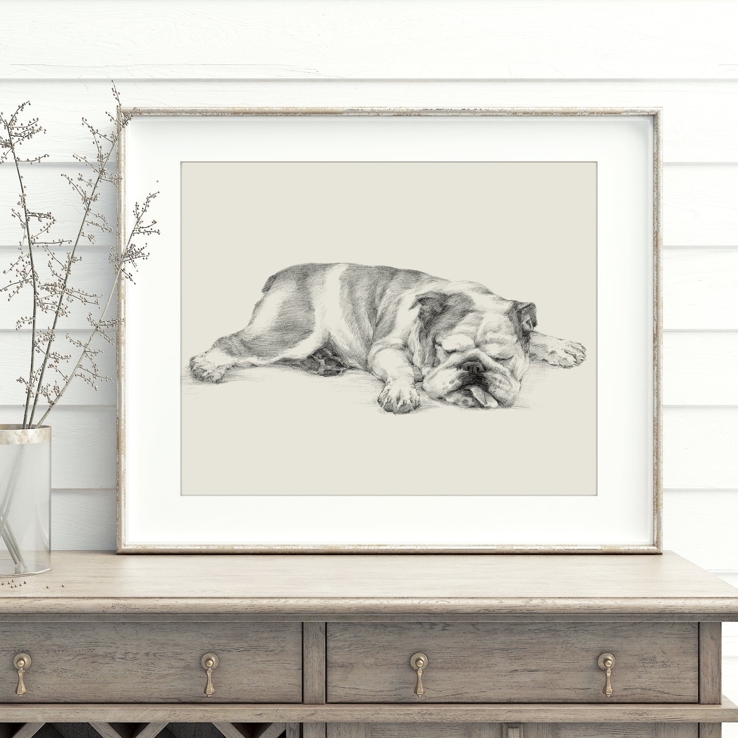 English Bulldog Sketch Art Print