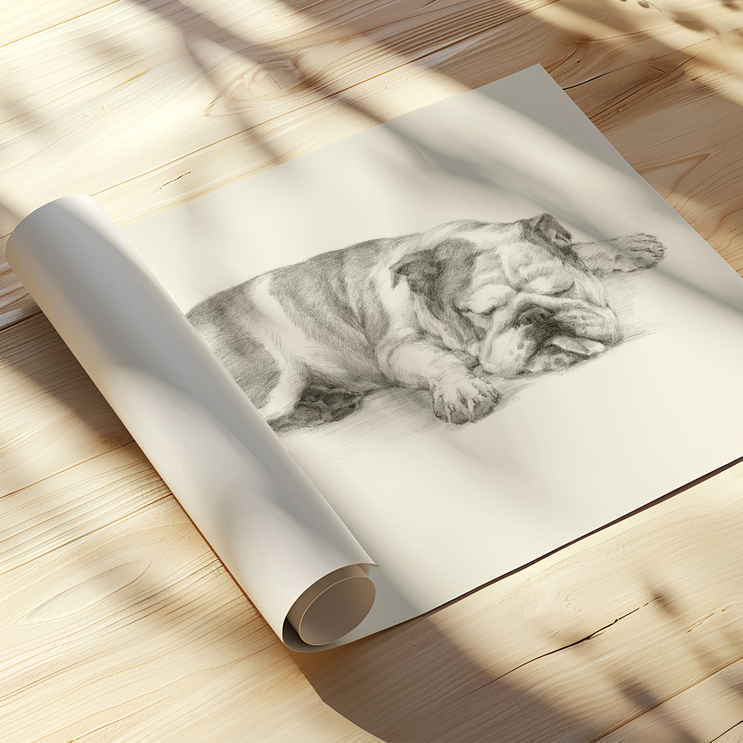 English Bulldog Sketch Art Print